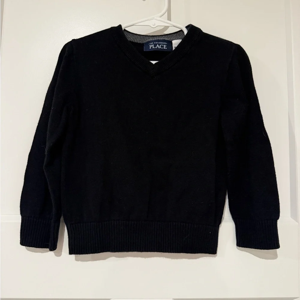 The Children's Place Black Sweater with Gray Trim